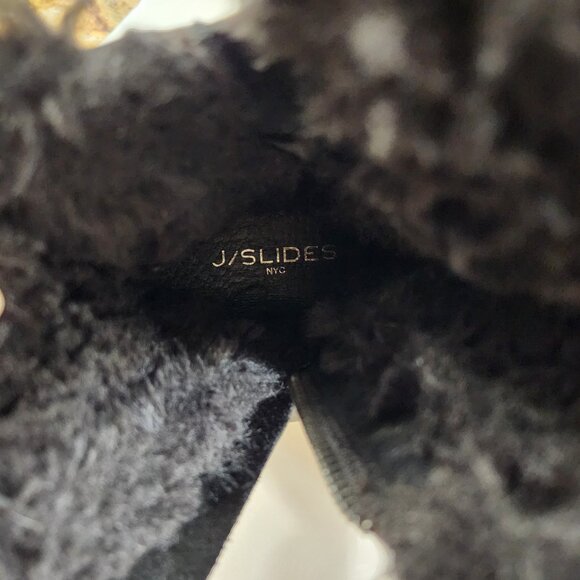 J/Slides NYC "Selene" Black Suede Faux Fur Waterproof Boots Size 7 - Picture 8 of 13